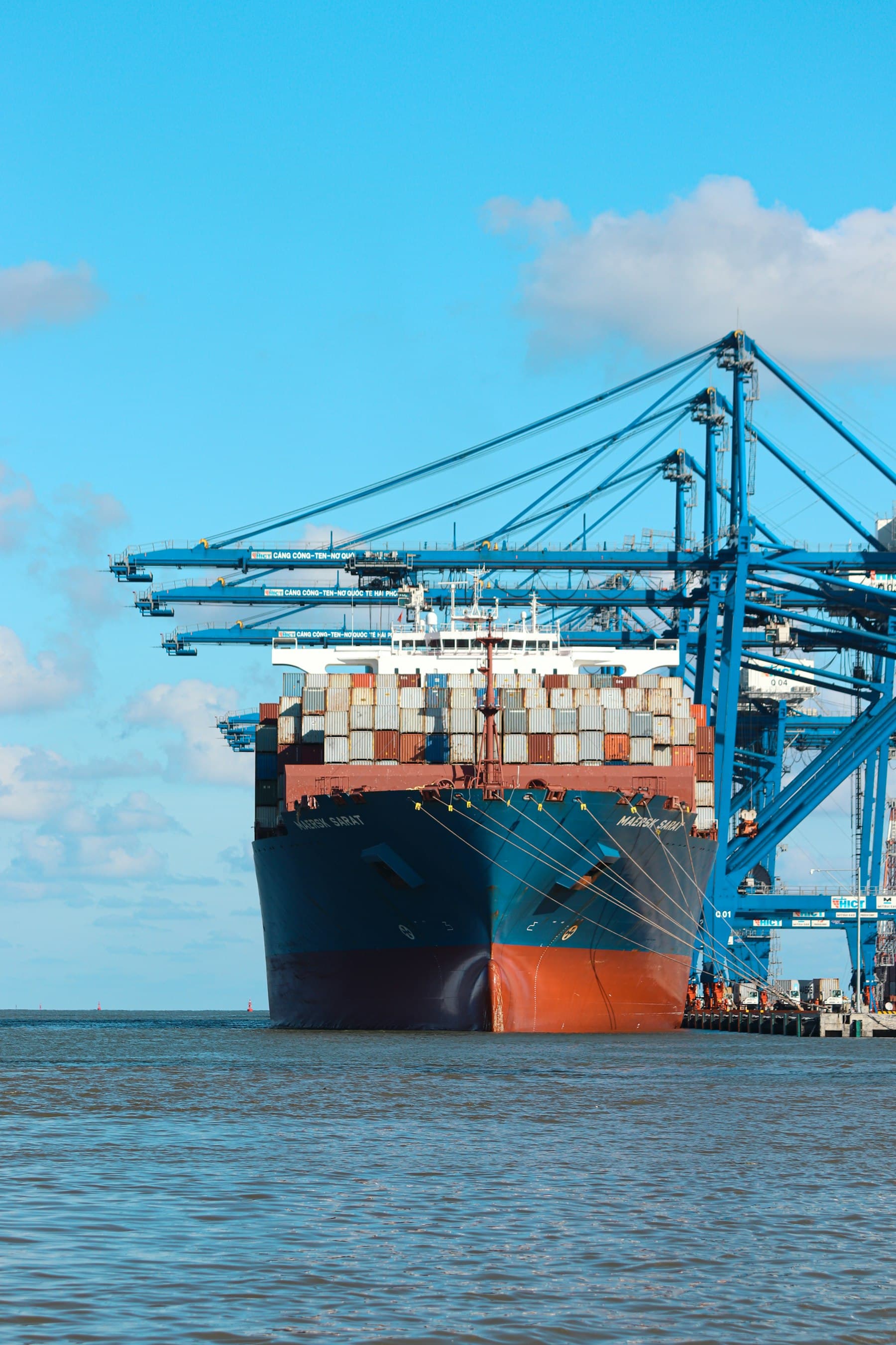 Cargo ship loaded with containers at port